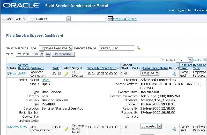 Oracle Field Service
